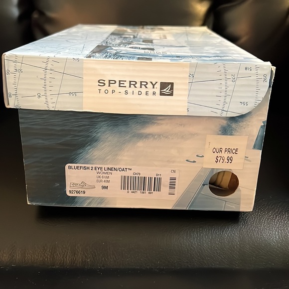 SOLD Sperry Top-Sider Womens 9 Leather Bluefish 2 Eye Linen/Oat Boat Shoe - Picture 11 of 11